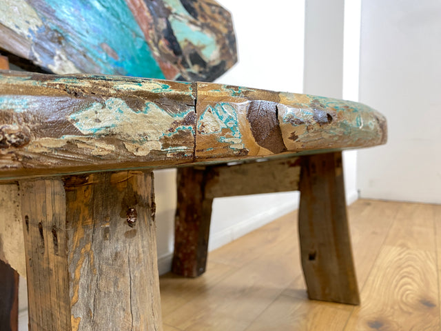 Boatwood by WMK I Einzigartige Sitzbank handgefertigt aus altem Bootsholz I Ein Unikat aus Teakholz massiv I Couch Bank Holzbank Bench Küchenbank Gartenmöbel Bootsmöbel Balkonmöbel Berlin Kiel Hamburg