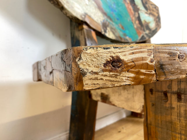 Boatwood by WMK I Einzigartige Sitzbank handgefertigt aus altem Bootsholz I Ein Unikat aus Teakholz massiv I Couch Bank Holzbank Bench Küchenbank Gartenmöbel Bootsmöbel Balkonmöbel Berlin Kiel Hamburg