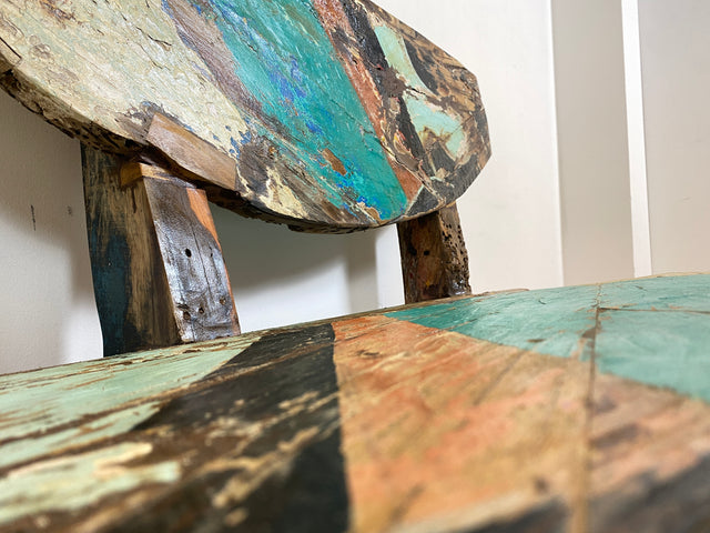 Boatwood by WMK I Einzigartige Sitzbank handgefertigt aus altem Bootsholz I Ein Unikat aus Teakholz massiv I Couch Bank Holzbank Bench Küchenbank Gartenmöbel Bootsmöbel Balkonmöbel Berlin Kiel Hamburg