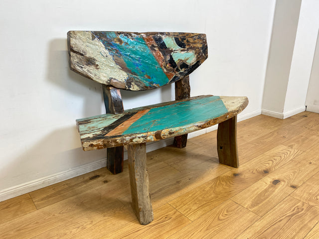 Boatwood by WMK I Einzigartige Sitzbank handgefertigt aus altem Bootsholz I Ein Unikat aus Teakholz massiv I Couch Bank Holzbank Bench Küchenbank Gartenmöbel Bootsmöbel Balkonmöbel Berlin Kiel Hamburg