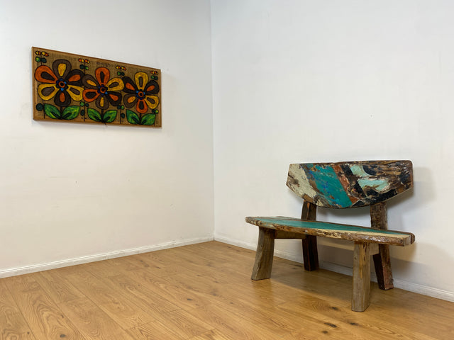 Boatwood by WMK I Einzigartige Sitzbank handgefertigt aus altem Bootsholz I Ein Unikat aus Teakholz massiv I Couch Bank Holzbank Bench Küchenbank Gartenmöbel Bootsmöbel Balkonmöbel Berlin Kiel Hamburg