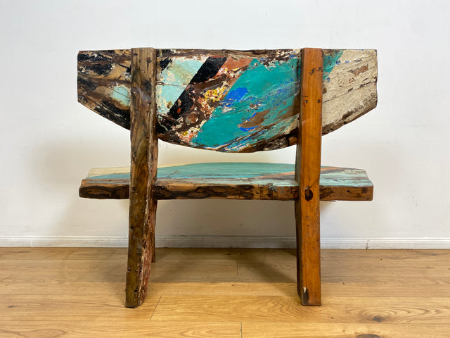 Boatwood by WMK I Einzigartige Sitzbank handgefertigt aus altem Bootsholz I Ein Unikat aus Teakholz massiv I Couch Bank Holzbank Bench Küchenbank Gartenmöbel Bootsmöbel Balkonmöbel Berlin Kiel Hamburg