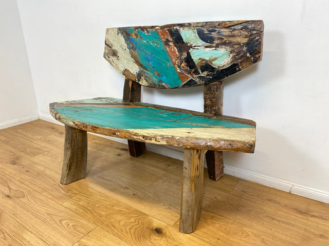 Boatwood by WMK I Einzigartige Sitzbank handgefertigt aus altem Bootsholz I Ein Unikat aus Teakholz massiv I Couch Bank Holzbank Bench Küchenbank Gartenmöbel Bootsmöbel Balkonmöbel Berlin Kiel Hamburg