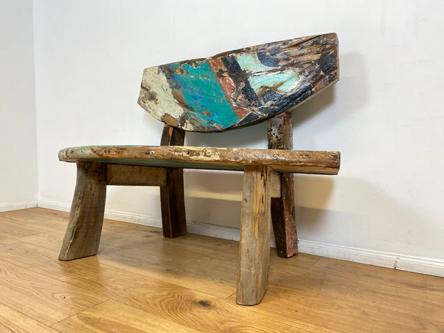 Boatwood by WMK I Einzigartige Sitzbank handgefertigt aus altem Bootsholz I Ein Unikat aus Teakholz massiv I Couch Bank Holzbank Bench Küchenbank Gartenmöbel Bootsmöbel Balkonmöbel Berlin Kiel Hamburg