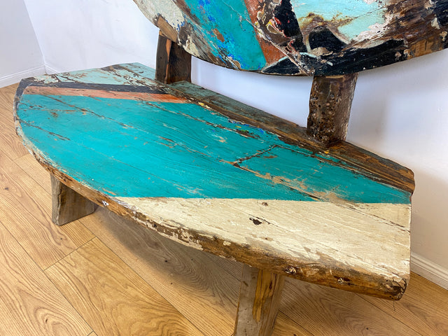 Boatwood by WMK I Einzigartige Sitzbank handgefertigt aus altem Bootsholz I Ein Unikat aus Teakholz massiv I Couch Bank Holzbank Bench Küchenbank Gartenmöbel Bootsmöbel Balkonmöbel Berlin Kiel Hamburg