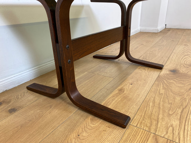 WMK # Zeitlos schöner & sehr gut erhaltener skandinavischer Designer Couchtisch Siesta by Ingmar Relling for Westnofa m. Rauchglasplatte # Glastisch Coffee Side Table Beistelltisch Mid-Century Vintage