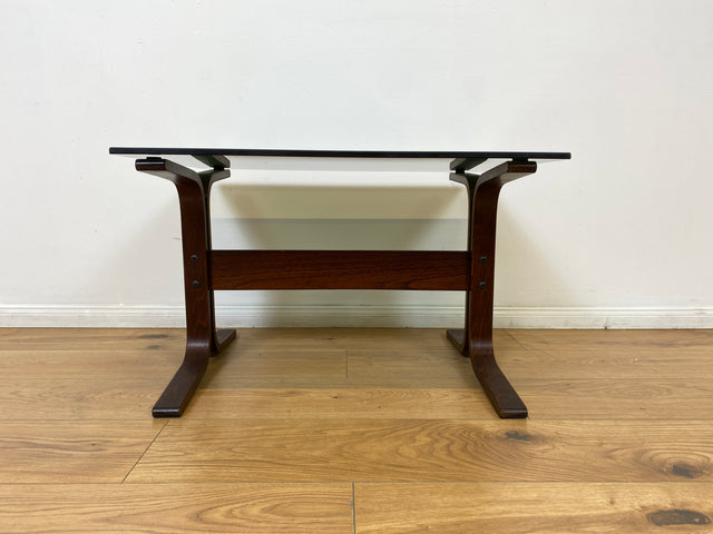 WMK # Zeitlos schöner & sehr gut erhaltener skandinavischer Designer Couchtisch Siesta by Ingmar Relling for Westnofa m. Rauchglasplatte # Glastisch Coffee Side Table Beistelltisch Mid-Century Vintage