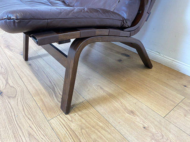 WMK I Skandinavischer Designer Sessel von Miljo Range für Farstrup Møbler mit Echtleder Bezug & Bugholz Rahmen I Armchair Lesesessel Freischwinger Relax Leder Leather Danish Design Mid-Century Vintage