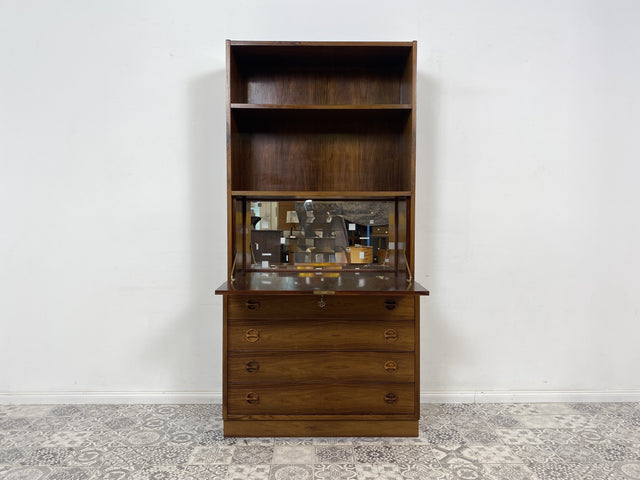 WMK Stilvolles und sehr gut erhaltenes skandinavisches Highboard im Palisander mit verspiegeltem Barfach & Schubladen # Schrank Barschrank Barkommode Kommode Sideboard Rosewood Danish Design Vintage