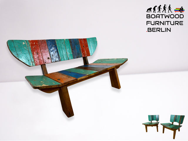 Boatwood by WMK I Formschönes Sofa aus altem Bootsholz I handgefertigtes Unikat I Teakholz I Couch Bank Holzbank Küchenbank Gartenbank Gartenmöbel Balkonmöbel Bootsmöbel Berlin Heidelberg Hessen Sylt