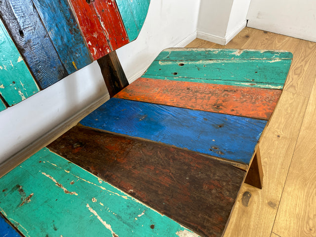 Boatwood by WMK I Formschönes Sofa aus altem Bootsholz I handgefertigtes Unikat I Teakholz I Couch Bank Holzbank Küchenbank Gartenbank Gartenmöbel Balkonmöbel Bootsmöbel Berlin Heidelberg Hessen Sylt