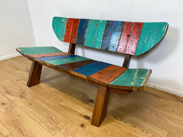 Boatwood by WMK I Formschönes Sofa aus altem Bootsholz I handgefertigtes Unikat I Teakholz I Couch Bank Holzbank Küchenbank Gartenbank Gartenmöbel Balkonmöbel Bootsmöbel Berlin Heidelberg Hessen Sylt