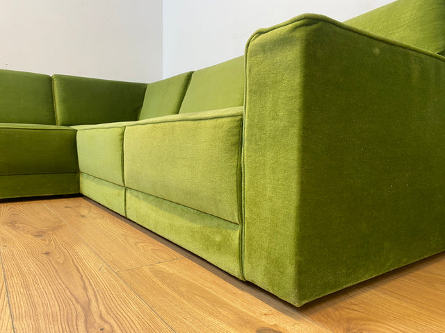 WMK I Besonders schönes Space Age Modular Sofa aus 5 freistehenden Teilen in grandiosem grünem Bezug I Ecksofa Eckcouch Couch Sitzlandschaft Sitzgarnitur Polstergarnitur Retro Vintage Mid-Century 70er
