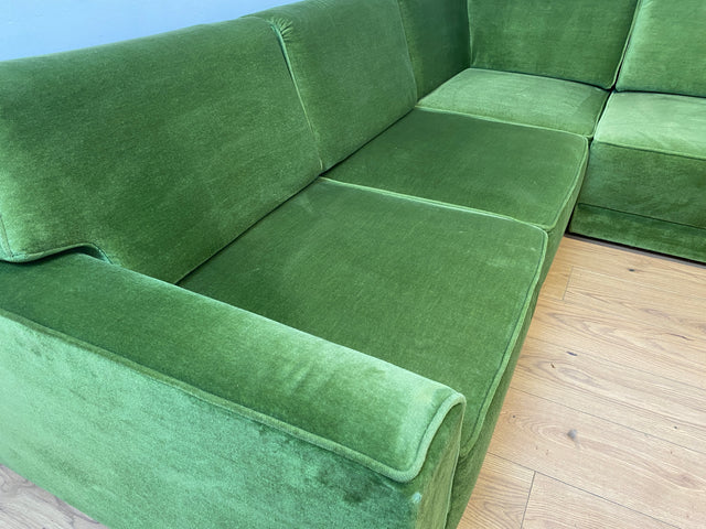 WMK I Besonders schönes Space Age Modular Sofa aus 5 freistehenden Teilen in grandiosem grünem Bezug I Ecksofa Eckcouch Couch Sitzlandschaft Sitzgarnitur Polstergarnitur Retro Vintage Mid-Century 70er