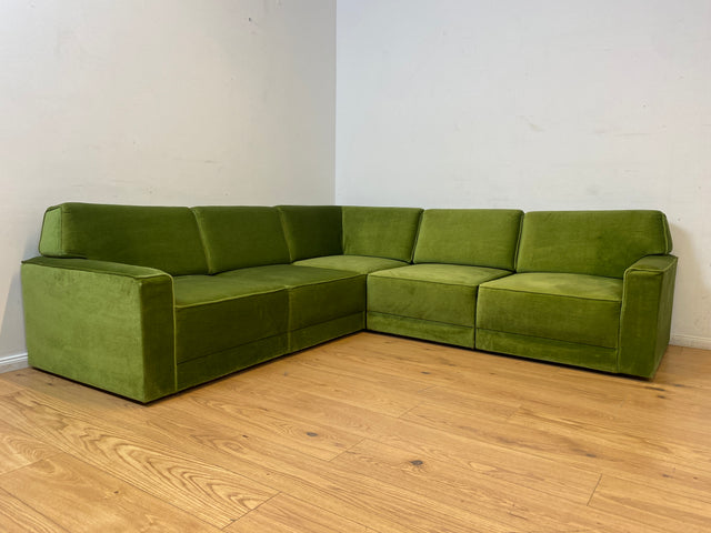 WMK I Besonders schönes Space Age Modular Sofa aus 5 freistehenden Teilen in grandiosem grünem Bezug I Ecksofa Eckcouch Couch Sitzlandschaft Sitzgarnitur Polstergarnitur Retro Vintage Mid-Century 70er