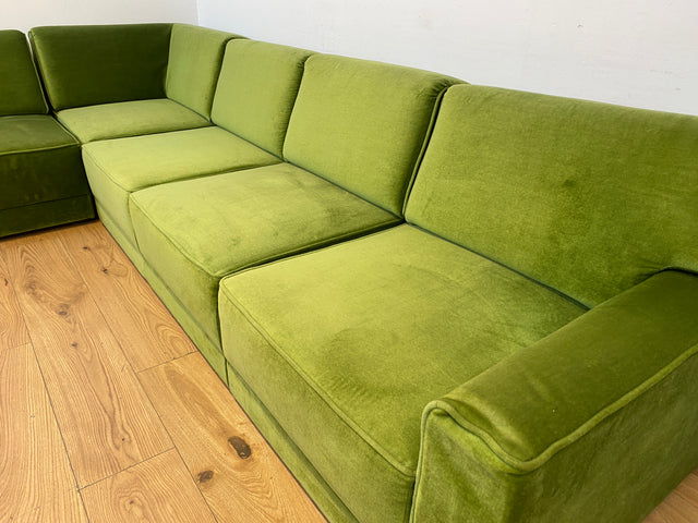 WMK I Besonders schönes Space Age Modular Sofa aus 5 freistehenden Teilen in grandiosem grünem Bezug I Ecksofa Eckcouch Couch Sitzlandschaft Sitzgarnitur Polstergarnitur Retro Vintage Mid-Century 70er