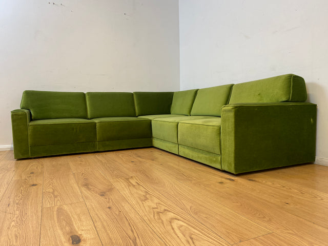 WMK I Besonders schönes Space Age Modular Sofa aus 5 freistehenden Teilen in grandiosem grünem Bezug I Ecksofa Eckcouch Couch Sitzlandschaft Sitzgarnitur Polstergarnitur Retro Vintage Mid-Century 70er