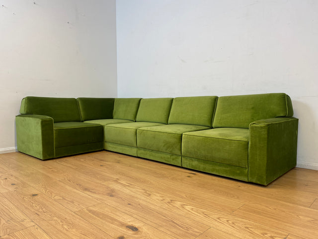 WMK I Besonders schönes Space Age Modular Sofa aus 5 freistehenden Teilen in grandiosem grünem Bezug I Ecksofa Eckcouch Couch Sitzlandschaft Sitzgarnitur Polstergarnitur Retro Vintage Mid-Century 70er