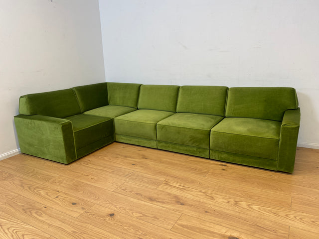 WMK I Besonders schönes Space Age Modular Sofa aus 5 freistehenden Teilen in grandiosem grünem Bezug I Ecksofa Eckcouch Couch Sitzlandschaft Sitzgarnitur Polstergarnitur Retro Vintage Mid-Century 70er
