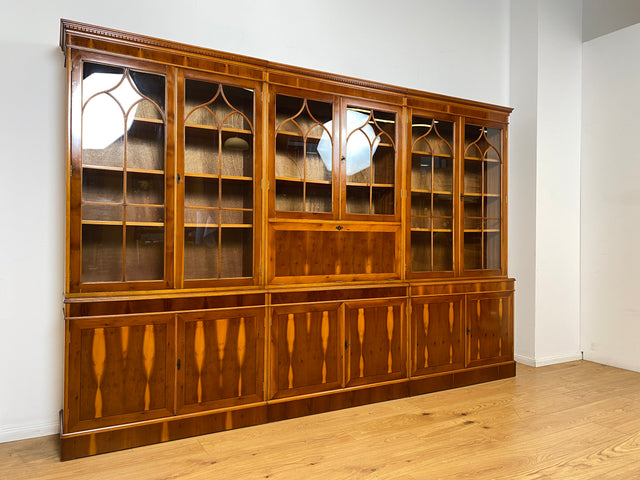 WMK I Eleganter und neuwertiger Stilmöbel Wohnzimmer Schrank im englischen gregorianischen Stil mit verspiegelter Bar I Vitrine Bücher Regal Highboard Bibliothek Regency Vintage Berlin Dresden München