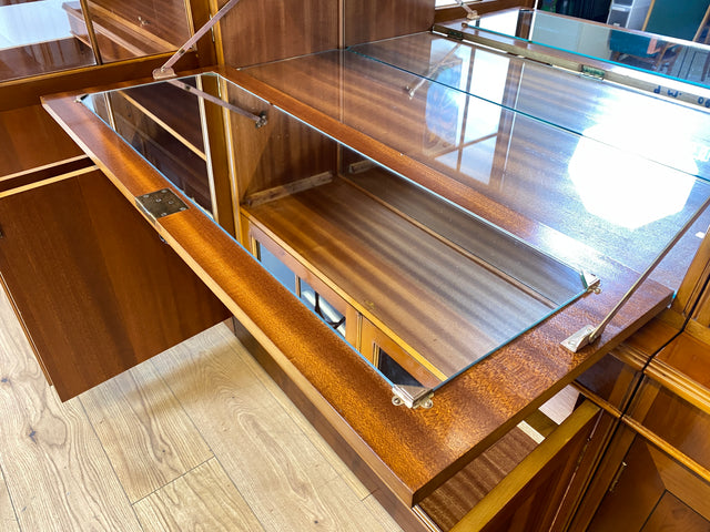 WMK I Eleganter und neuwertiger Stilmöbel Wohnzimmer Schrank im englischen gregorianischen Stil mit verspiegelter Bar I Vitrine Bücher Regal Highboard Bibliothek Regency Vintage Berlin Dresden München