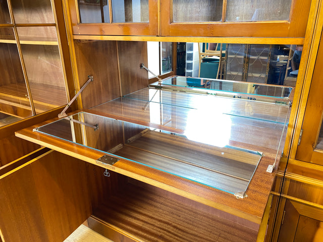 WMK I Eleganter und neuwertiger Stilmöbel Wohnzimmer Schrank im englischen gregorianischen Stil mit verspiegelter Bar I Vitrine Bücher Regal Highboard Bibliothek Regency Vintage Berlin Dresden München