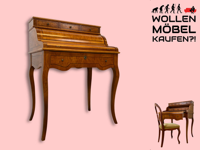 WMK I Eleganter und sehr gut erhaltener Stilmöbel Sekretär mit Intarsien, Messinggriffen & Schubladen I Schreibkommode Schreibtisch Schminktisch Schminkkommode Kommode Lady Vintage Berlin NRW Bayern