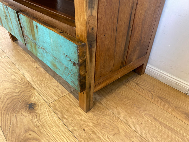 Boatwood by WMK I Besonders schönes TV Lowboard mit Schubladen & Fach I Handmade Unikat aus altem Bootsholz I Teakholz massiv I Sideboard Kommode Bank Rack Stand Fernsehkommode Berlin Augsburg Hamburg