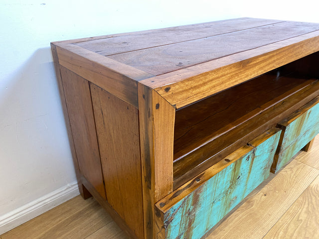 Boatwood by WMK I Besonders schönes TV Lowboard mit Schubladen & Fach I Handmade Unikat aus altem Bootsholz I Teakholz massiv I Sideboard Kommode Bank Rack Stand Fernsehkommode Berlin Augsburg Hamburg