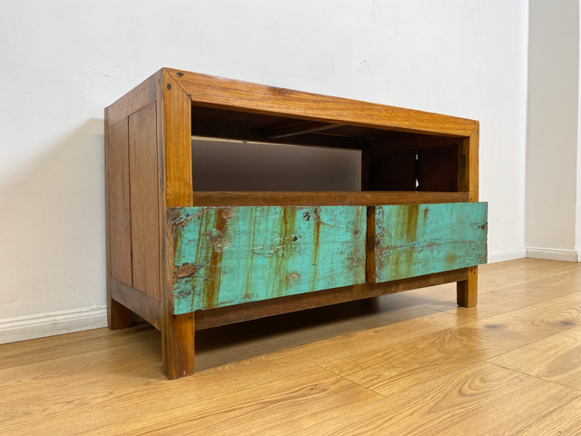 Boatwood by WMK I Besonders schönes TV Lowboard mit Schubladen & Fach I Handmade Unikat aus altem Bootsholz I Teakholz massiv I Sideboard Kommode Bank Rack Stand Fernsehkommode Berlin Augsburg Hamburg
