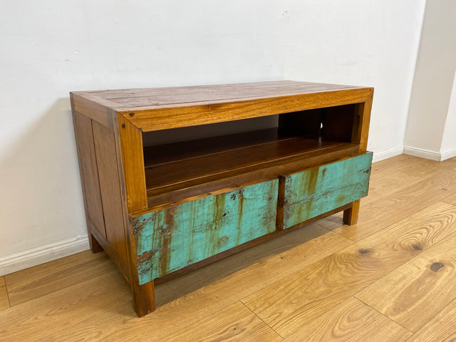 Boatwood by WMK I Besonders schönes TV Lowboard mit Schubladen & Fach I Handmade Unikat aus altem Bootsholz I Teakholz massiv I Sideboard Kommode Bank Rack Stand Fernsehkommode Berlin Augsburg Hamburg