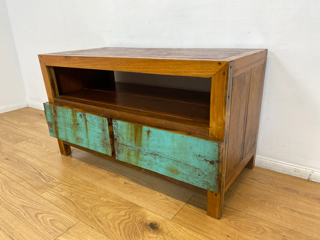 Boatwood by WMK I Besonders schönes TV Lowboard mit Schubladen & Fach I Handmade Unikat aus altem Bootsholz I Teakholz massiv I Sideboard Kommode Bank Rack Stand Fernsehkommode Berlin Augsburg Hamburg