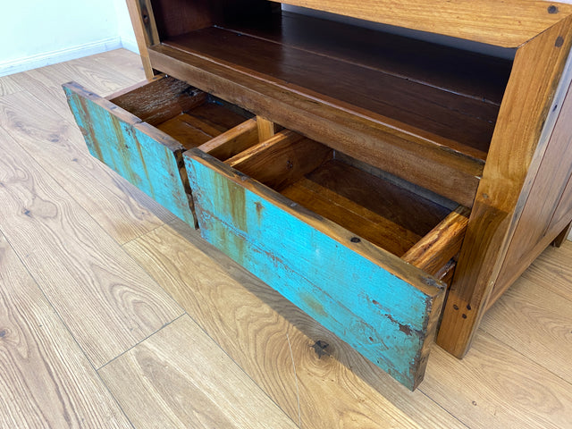 Boatwood by WMK I Besonders schönes TV Lowboard mit Schubladen & Fach I Handmade Unikat aus altem Bootsholz I Teakholz massiv I Sideboard Kommode Bank Rack Stand Fernsehkommode Berlin Augsburg Hamburg