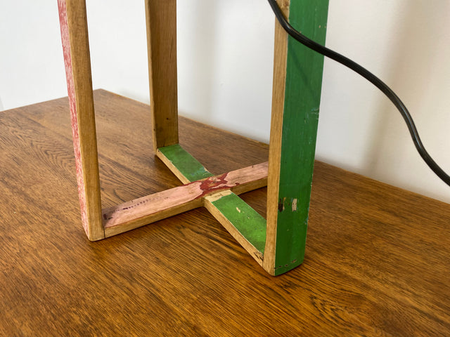 Boatwood by WMK # 1/3 Einzigartige Tischlampe mit Lampenfuß aus altem Bootsholz und weißem Lampenschirm, ein handgefertigtes Unikat in Originalfarben # Lampe Tischleuchte Schreibtischlampe Leselampe