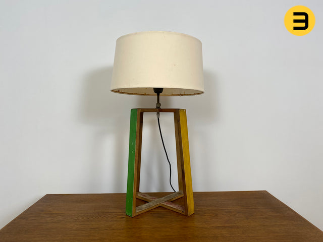 Boatwood by WMK # 1/3 Einzigartige Tischlampe mit Lampenfuß aus altem Bootsholz und weißem Lampenschirm, ein handgefertigtes Unikat in Originalfarben # Lampe Tischleuchte Schreibtischlampe Leselampe