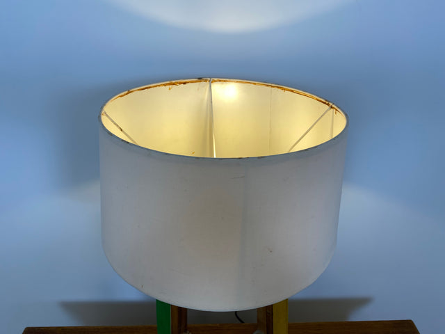 Boatwood by WMK # 1/3 Einzigartige Tischlampe mit Lampenfuß aus altem Bootsholz und weißem Lampenschirm, ein handgefertigtes Unikat in Originalfarben # Lampe Tischleuchte Schreibtischlampe Leselampe