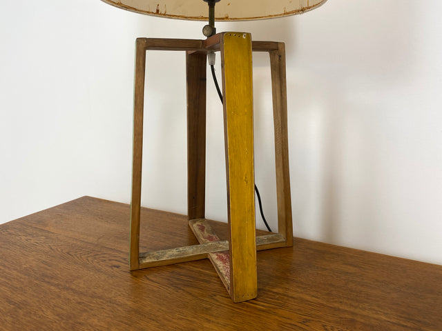Boatwood by WMK # 1/3 Einzigartige Tischlampe mit Lampenfuß aus altem Bootsholz und weißem Lampenschirm, ein handgefertigtes Unikat in Originalfarben # Lampe Tischleuchte Schreibtischlampe Leselampe