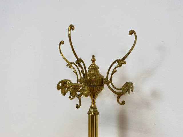 WMK # Wunderschöner Vintage Garderobenständer im Stile des Barock aus goldfarbenem Messing mit drehbarer Krone # Garderobe Flurgarderobe Kleiderständer Coat Rack Hollywood Regency Rokoko Vintage Gold