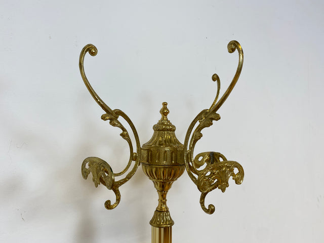 WMK # Wunderschöner Vintage Garderobenständer im Stile des Barock aus goldfarbenem Messing mit drehbarer Krone # Garderobe Flurgarderobe Kleiderständer Coat Rack Hollywood Regency Rokoko Vintage Gold