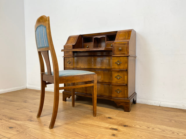 WMK # Sehr schöner und gut erhaltener kleiner Vintage Sekretär im antiken Stil mit Intarsien & Messinggriffen # Schreibschrank Schreibtisch Desk Kommode Schubladenkommode Stilmöbel Berlin Dresden Jena
