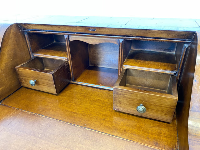 WMK # Sehr schöner und gut erhaltener kleiner Vintage Sekretär im antiken Stil mit Intarsien & Messinggriffen # Schreibschrank Schreibtisch Desk Kommode Schubladenkommode Stilmöbel Berlin Dresden Jena