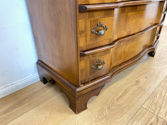 WMK # Sehr schöner und gut erhaltener kleiner Vintage Sekretär im antiken Stil mit Intarsien & Messinggriffen # Schreibschrank Schreibtisch Desk Kommode Schubladenkommode Stilmöbel Berlin Dresden Jena