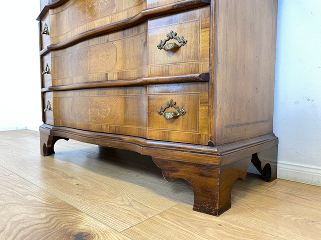 WMK # Sehr schöner und gut erhaltener kleiner Vintage Sekretär im antiken Stil mit Intarsien & Messinggriffen # Schreibschrank Schreibtisch Desk Kommode Schubladenkommode Stilmöbel Berlin Dresden Jena