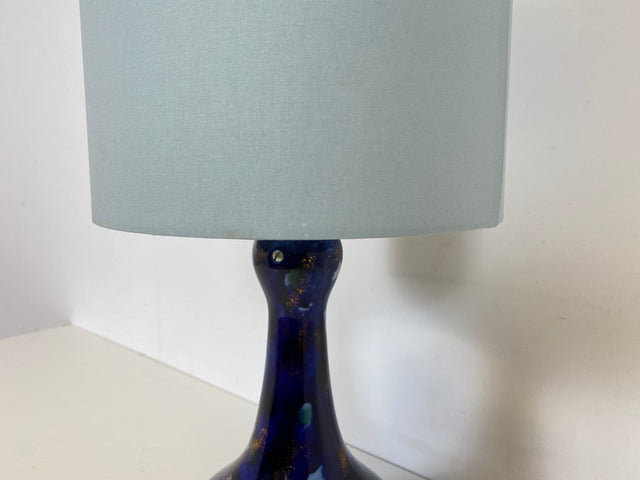 WMK # Wunderschöne und sehr gut erhaltene Vintage Tischlampe von Wallendorf 1764 mit blauem Kobalt Porzellan Lampenfuß und späterem Lampenschirm # Tischleuchte Leselampe Lampe Kobaltblau Mid-Century W