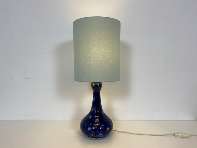 WMK # Wunderschöne und sehr gut erhaltene Vintage Tischlampe von Wallendorf 1764 mit blauem Kobalt Porzellan Lampenfuß und späterem Lampenschirm # Tischleuchte Leselampe Lampe Kobaltblau Mid-Century W