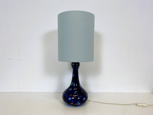 WMK # Wunderschöne und sehr gut erhaltene Vintage Tischlampe von Wallendorf 1764 mit blauem Kobalt Porzellan Lampenfuß und späterem Lampenschirm # Tischleuchte Leselampe Lampe Kobaltblau Mid-Century W