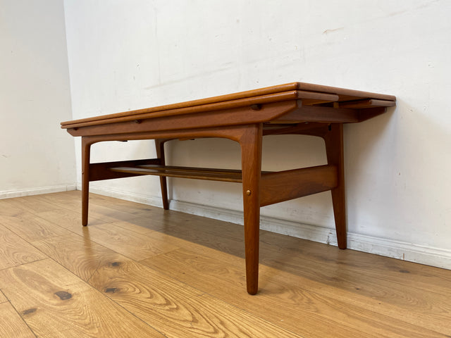 Stilvoller skandinavischer Designer Salontisch Trioh von Kai Kristiansen I auszieh- und höhenverstellbar I Teakholz I Wohnzimmertisch Couchtisch Esstisch Tisch Danish Design Mid-Century Vintage I