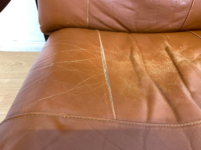 Stilvoller und gemütlicher skandinavischer Mid-Century Sessel mit Bugholzrahmen und braunem Echtleder Bezug I Ledersessel Loungesessel Lesesessel Freischwinger Leder Vintage I