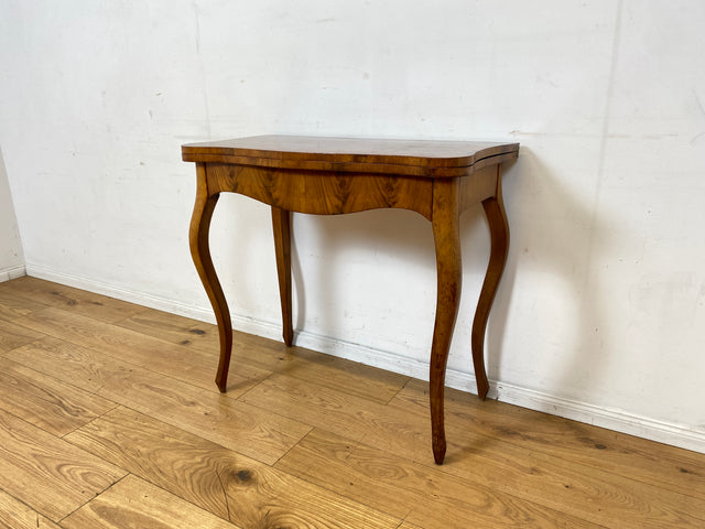 Eleganter aufklappbarer antiker Spieletisch in edlem Walnuss I Tisch Konsolentisch Konsole Esstisch Küchentisch Spieltisch Schreibtisch Jugendstil Chippendale Vintage I