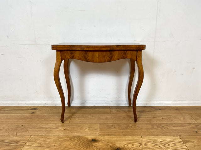 Eleganter aufklappbarer antiker Spieletisch in edlem Walnuss I Tisch Konsolentisch Konsole Esstisch Küchentisch Spieltisch Schreibtisch Jugendstil Chippendale Vintage I